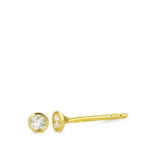 Pendientes 750/oro amarillo de 18 quilates Diamante 0.10 ct, 2 piedras, w-si Ø3 mm