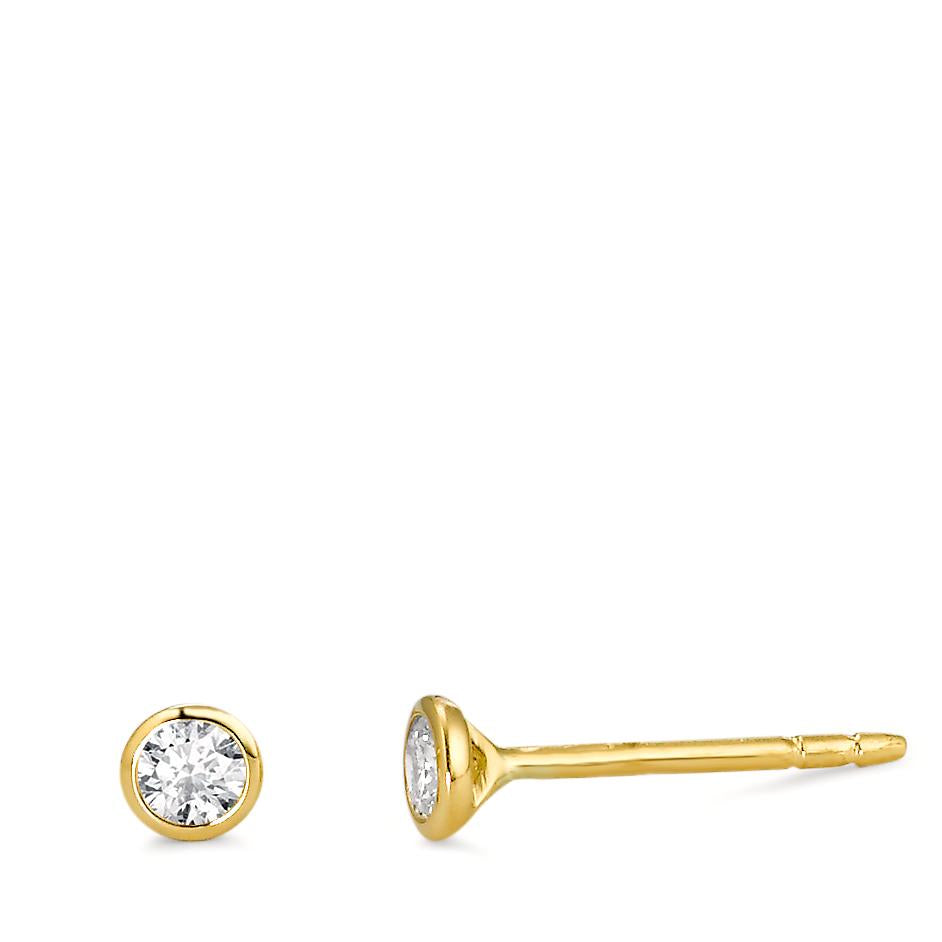 Pendientes 750/oro amarillo de 18 quilates Diamante 0.15 ct, 2 piedras, w-si Ø3.5 mm