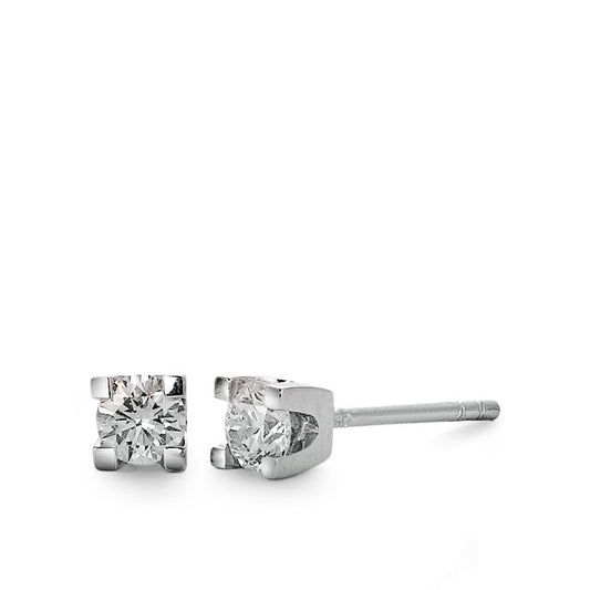 Pendientes 750/oro blanco de 18 quilates Diamante 0.20 ct, 2 piedras, w-si Ø3 mm