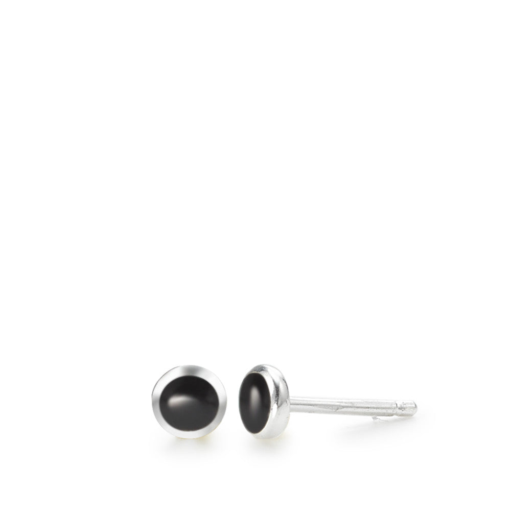 Pendientes Plata Ónix negro, 2 piedras Ø4.5 mm