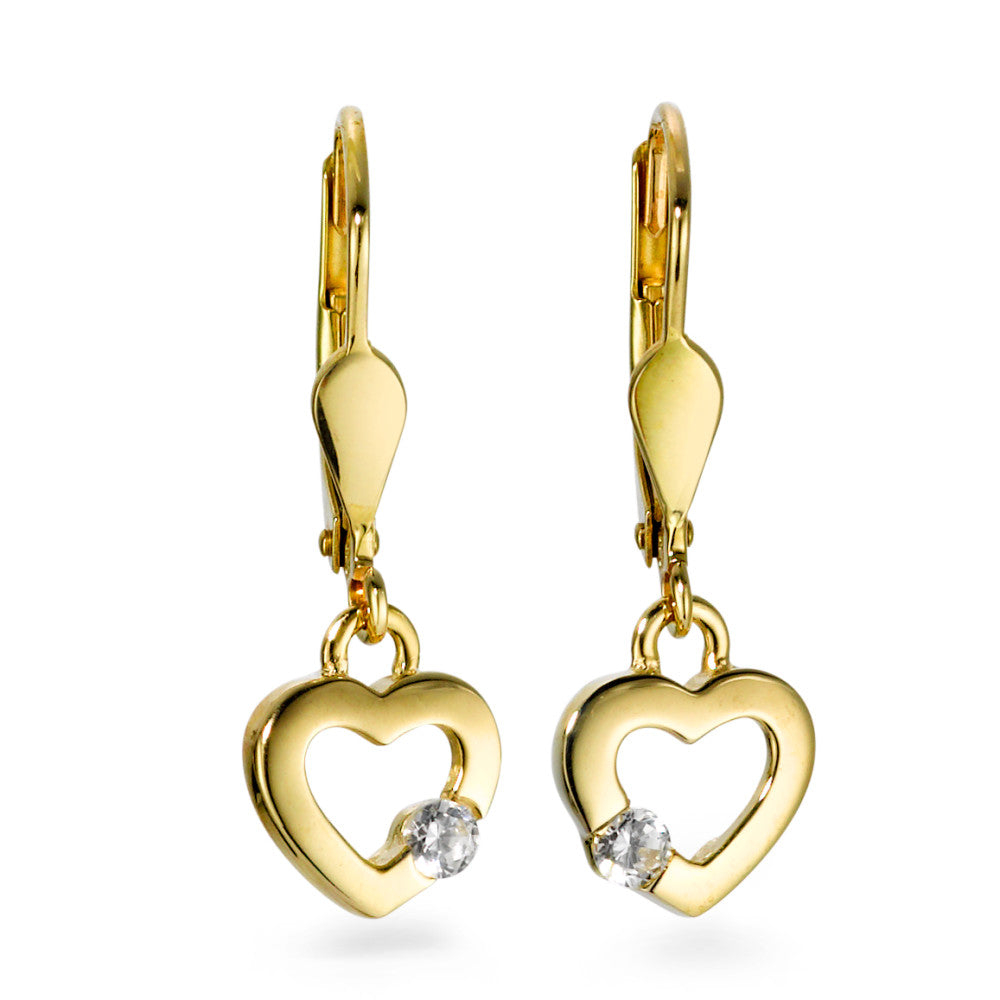 Pendientes Oro amarillo de 375/9K Circonita 2 piedras Corazón