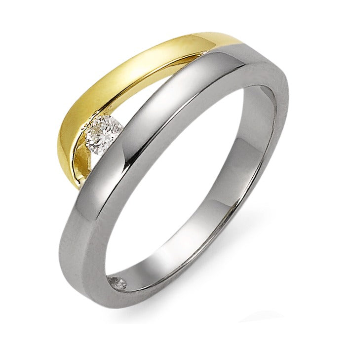 Anillo de dedo 750/oro blanco de 18 quilates, 750/oro amarillo de 18 quilates Diamante 0.08 ct, w-si