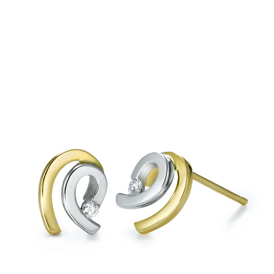 Pendientes 750/oro amarillo de 18 quilates, 750/oro blanco de 18 quilates Diamante 0.06 ct, 2 piedras, w-si