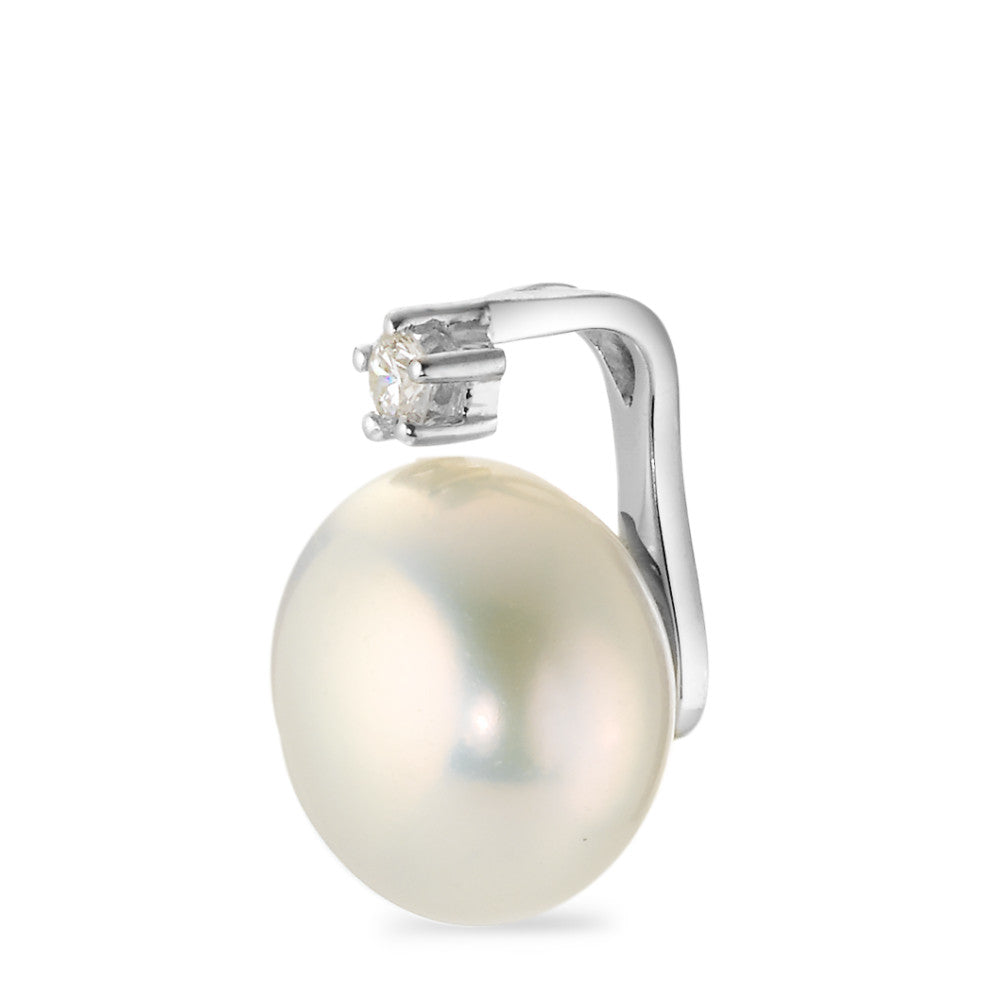 Colgante 750/oro blanco de 18 quilates Diamante 0.05 ct, w-si Perla cultivada de agua dulce