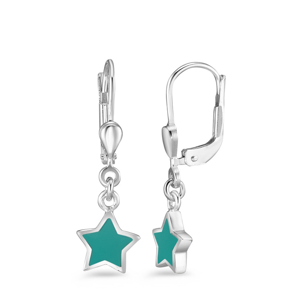 Pendientes Plata Turquesa Rodio plateado estrella