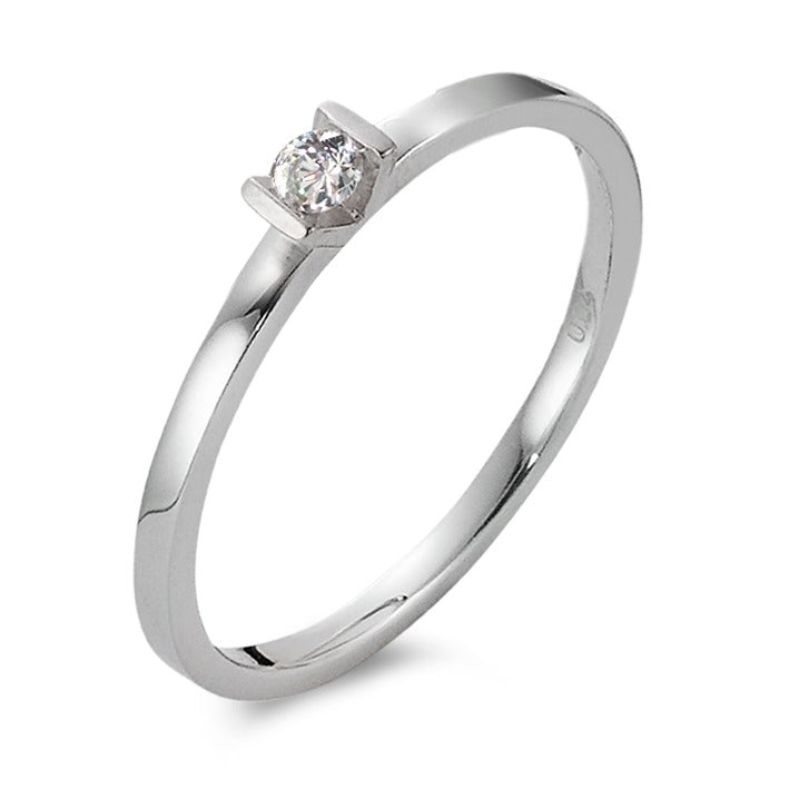 Anillo solitario 750/oro blanco de 18 quilates Diamante blanco, 0.07 ct, [Brillant], w-si