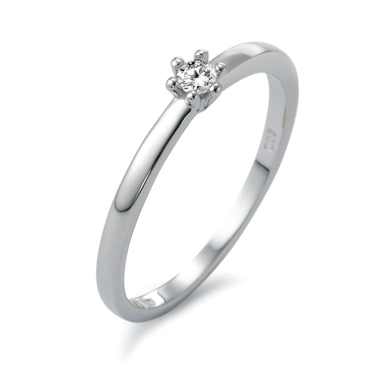 Anillo solitario 750/oro blanco de 18 quilates Diamante blanco, 0.07 ct, [Brillant], w-si