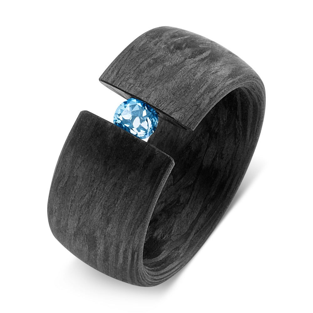 Anillo de dedo Carbón Topacio azul