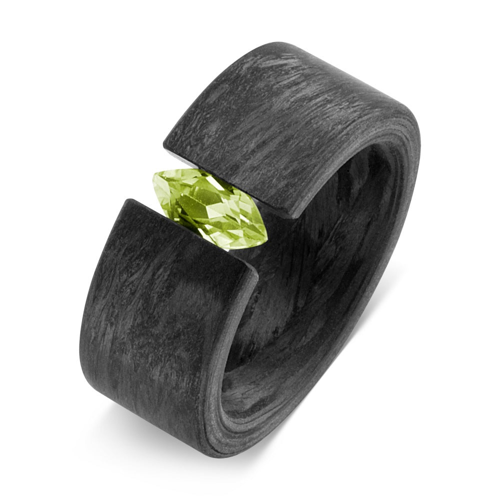 Anillo de dedo Carbón Peridoto verde