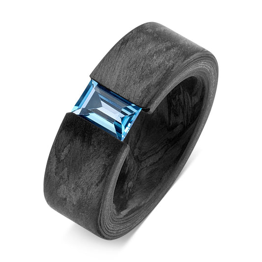 Anillo de dedo Carbón Topacio azul