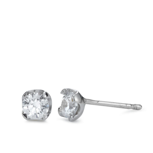 Pendientes 750/oro blanco de 18 quilates Circonita 2 piedras Ø4.5 mm