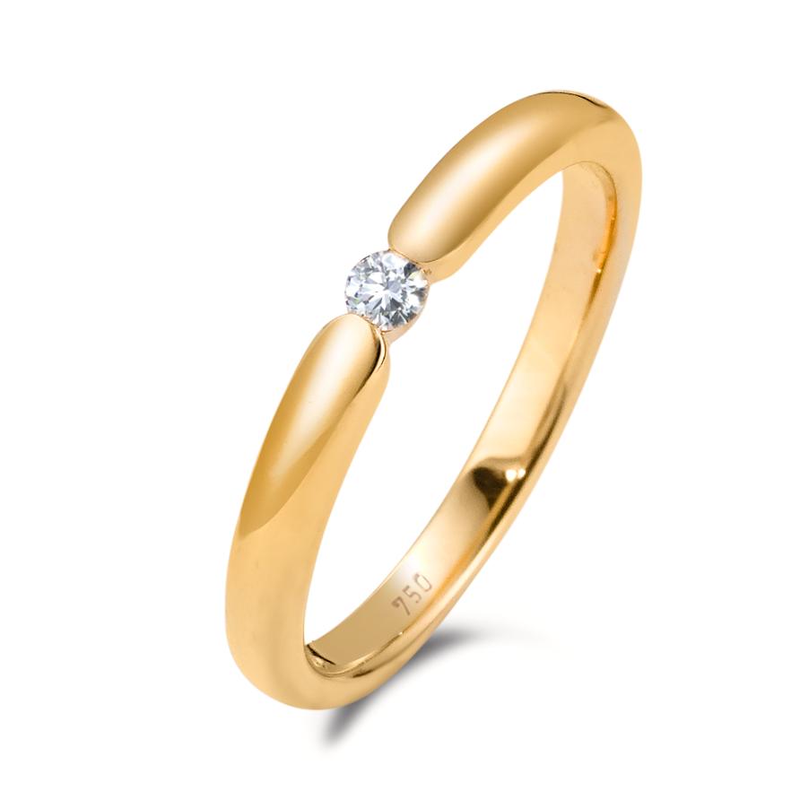 Anillo solitario 750/oro amarillo de 18 quilates Diamante blanco, 0.06 ct, [Brillant], w-si