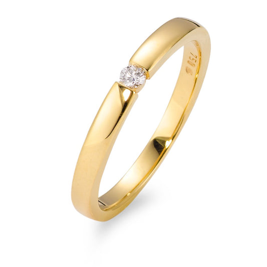 Anillo solitario 750/oro amarillo de 18 quilates Diamante blanco, 0.05 ct, [Brillant], w-si