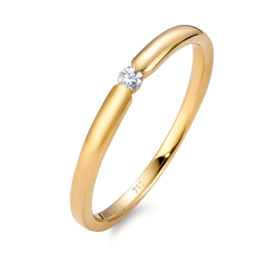 Anillo solitario 750/oro amarillo de 18 quilates Diamante blanco, 0.04 ct, [Brillant], w-si