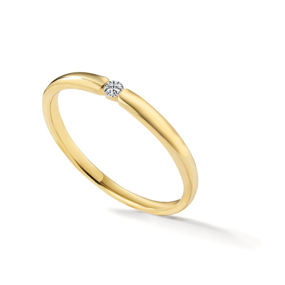 Anillo solitario 750/oro amarillo de 18 quilates Diamante blanco, 0.04 ct, [Brillant], w-si