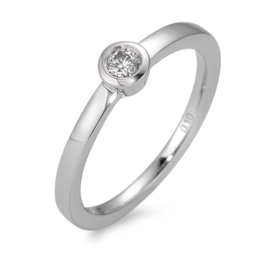 Anillo solitario 750/oro blanco de 18 quilates Diamante blanco, 0.10 ct, [Brillant], w-si