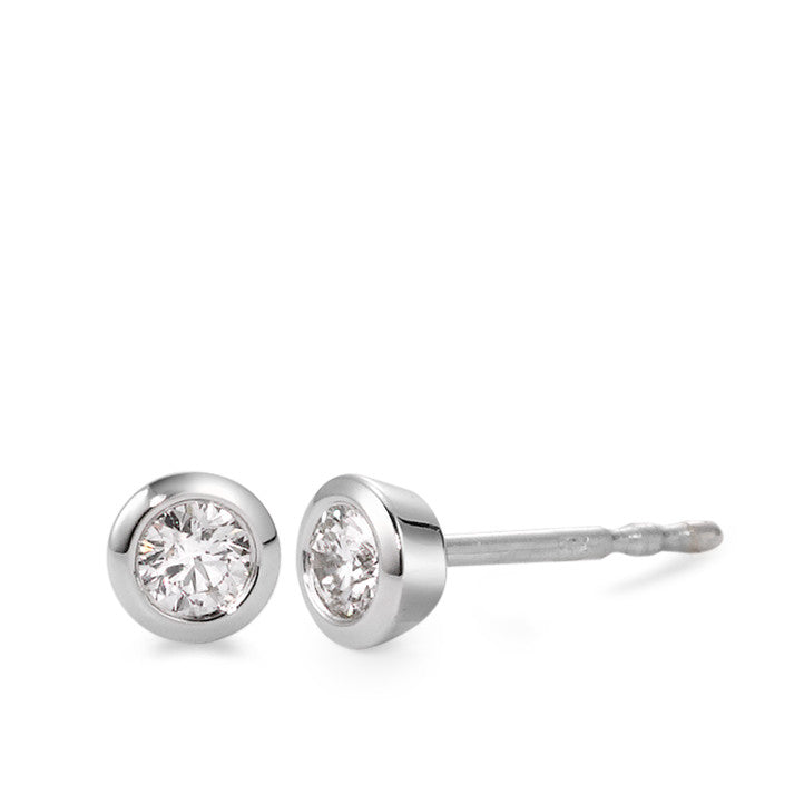 Pendientes 750/oro blanco de 18 quilates Diamante blanco, 0.05 ct, 2 piedras, [Brillant], w-si Ø3.5 mm