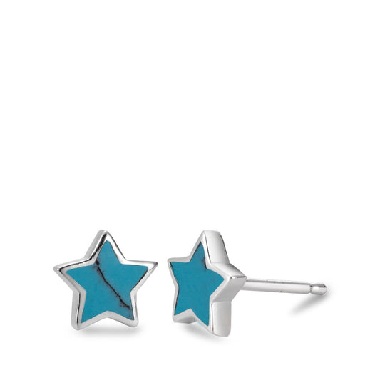 Pendientes Plata Turquesa estrella Ø8 mm