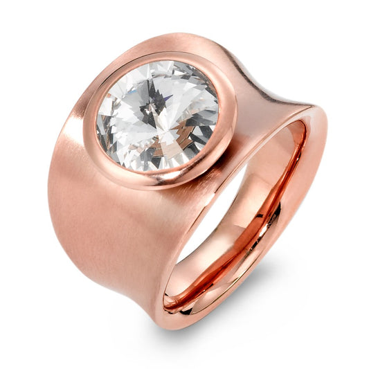 Anillo de dedo Acero inoxidable Circonita blanco Rosa Recubierto de PVD Ø10 mm