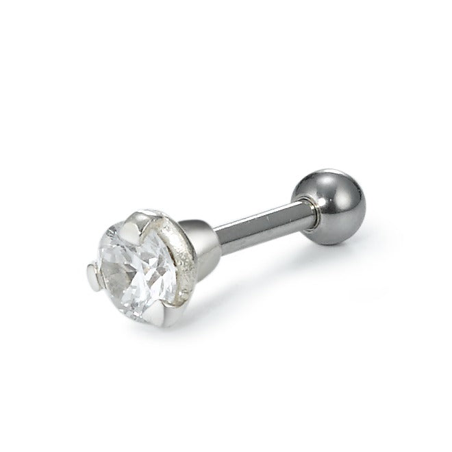 Piercing Acero inoxidable, Metal Cristal blanco Plateado Ø4.5 mm