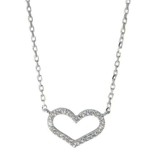 Collar Plata Circonita Rodio plateado Corazón 41-44 cm