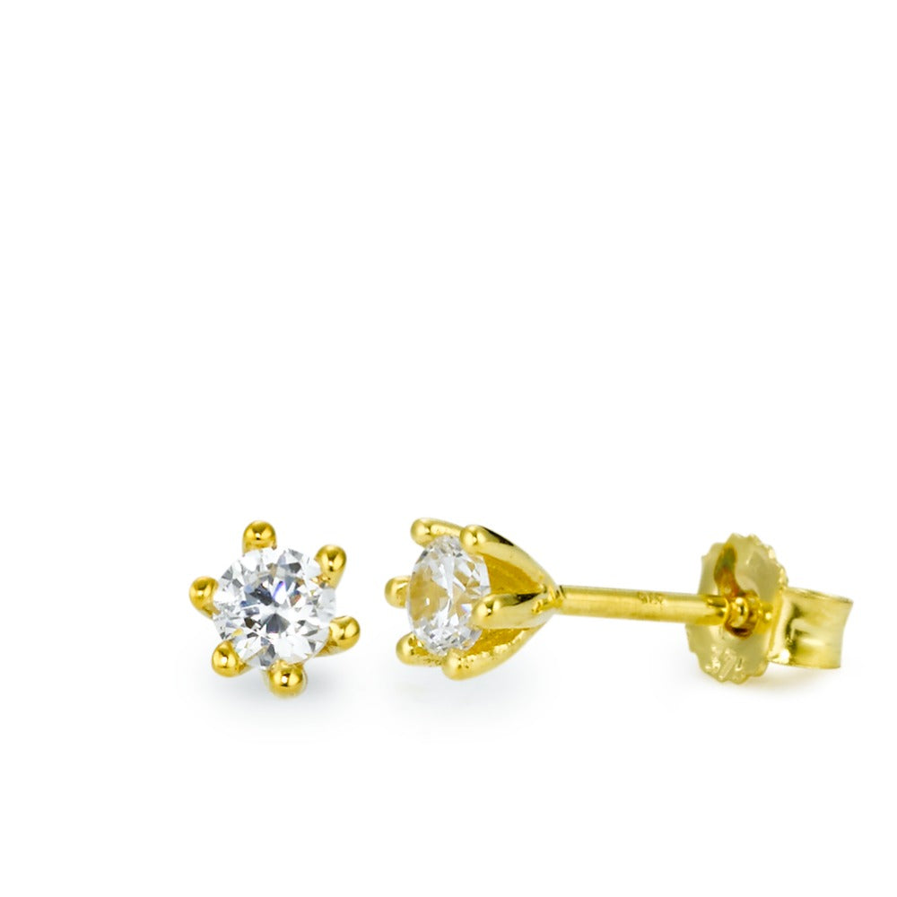 Pendientes Oro amarillo de 375/9K Circonita 2 piedras Ø5 mm