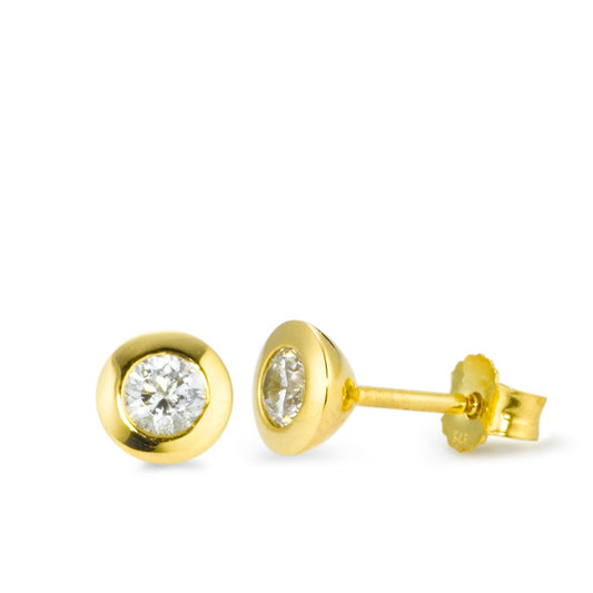 Pendientes Oro amarillo de 375/9K Circonita 2 piedras Ø5.5 mm