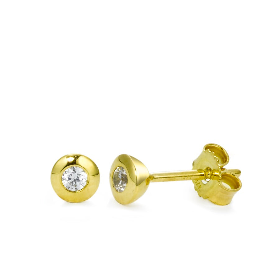 Pendientes Oro amarillo de 375/9K Circonita 2 piedras Ø4 mm