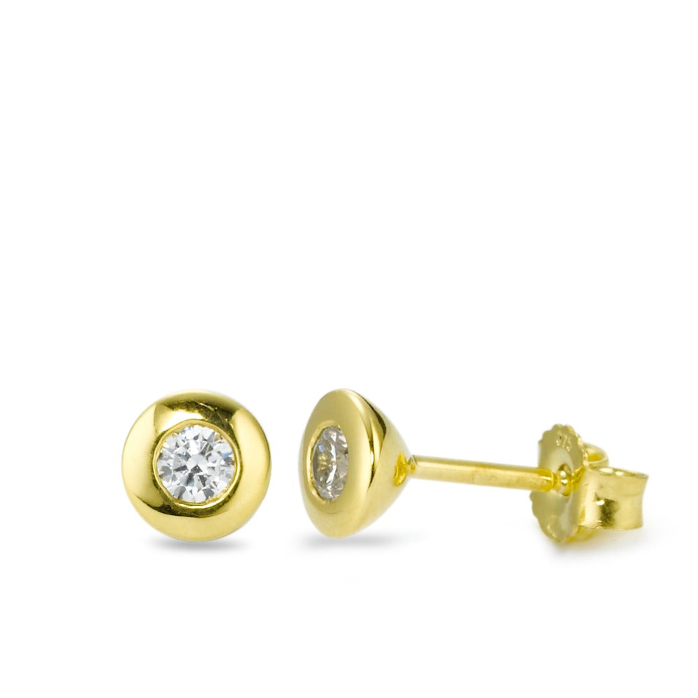 Pendientes Oro amarillo de 375/9K Circonita 2 piedras Ø5.5 mm