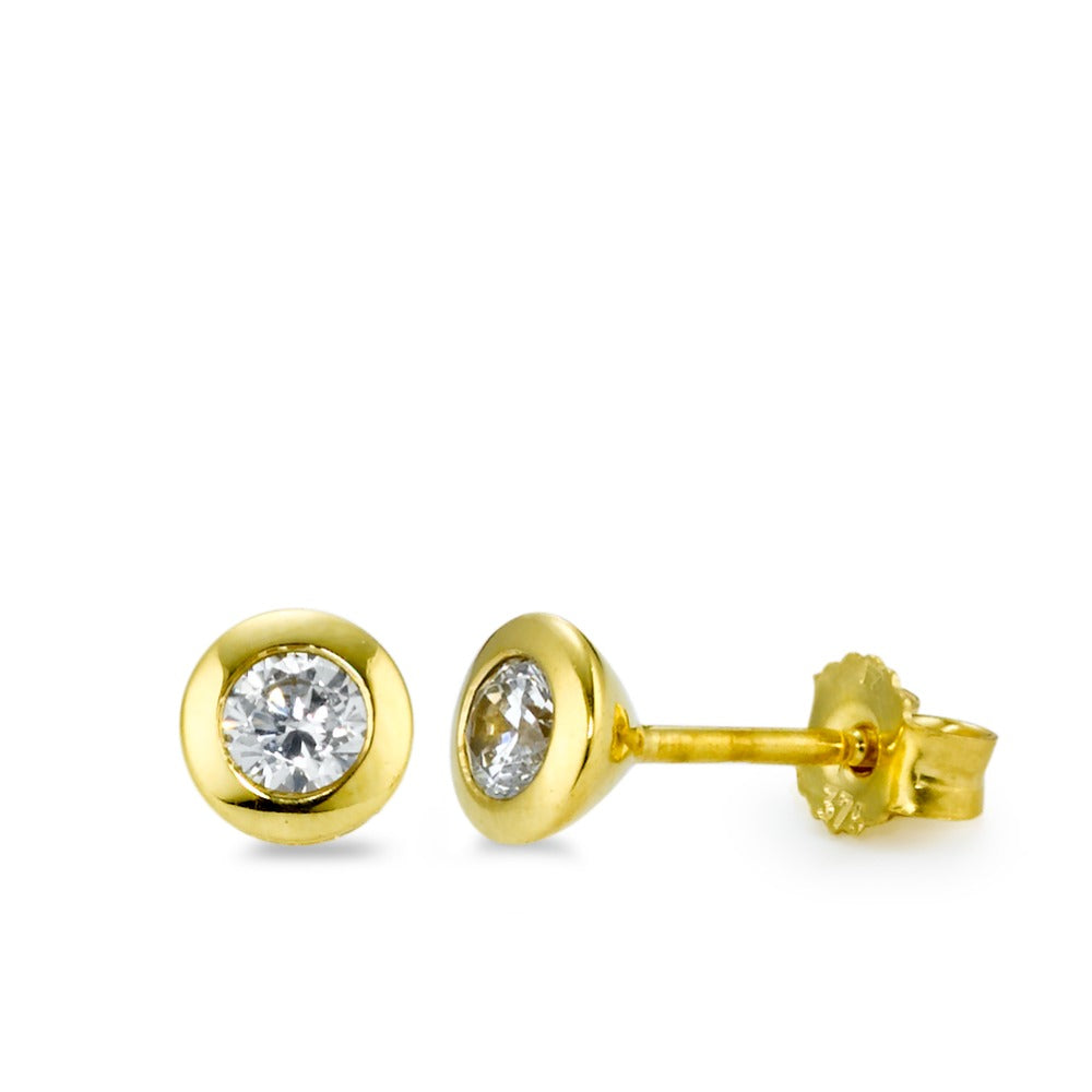 Pendientes Oro amarillo de 375/9K Circonita 2 piedras Ø5 mm