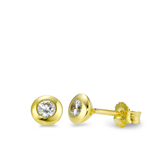 Pendientes Oro amarillo de 375/9K Circonita 2 piedras Ø5 mm