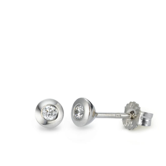 Pendientes Oro blanco de 375/9 quilates Circonita 2 piedras Ø4 mm