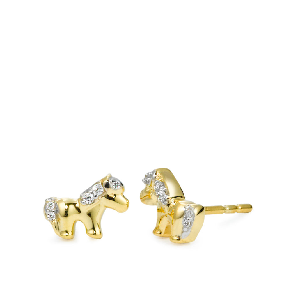 Pendientes Oro amarillo de 375/9K Circonita 10 piedras Caballo