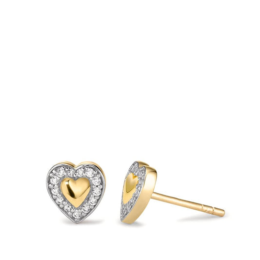 Pendientes Oro amarillo de 375/9K Circonita Corazón Ø7 mm