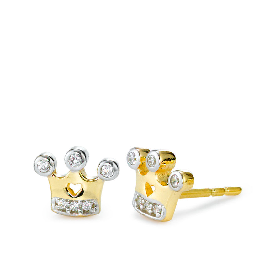 Pendientes Oro amarillo de 375/9K Circonita 12 piedras Corona