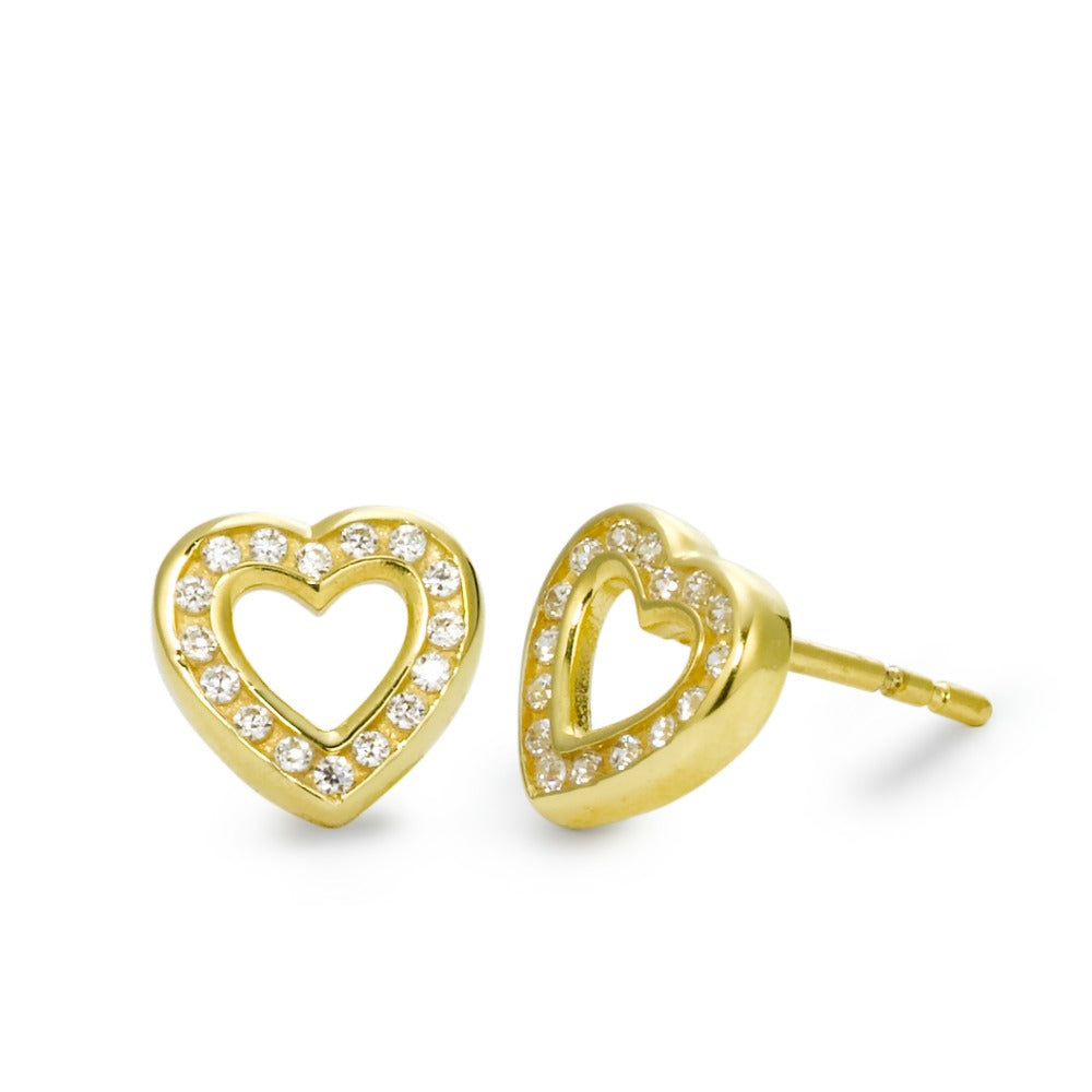 Pendientes Oro amarillo de 375/9K Circonita Corazón Ø8 mm