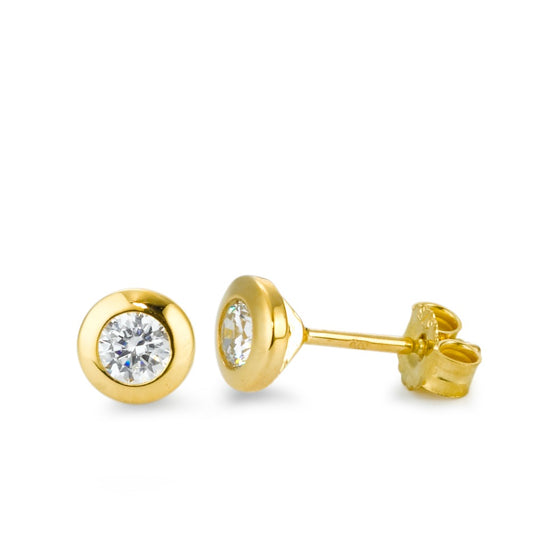 Pendientes Oro amarillo de 375/9K Circonita 2 piedras Ø6 mm