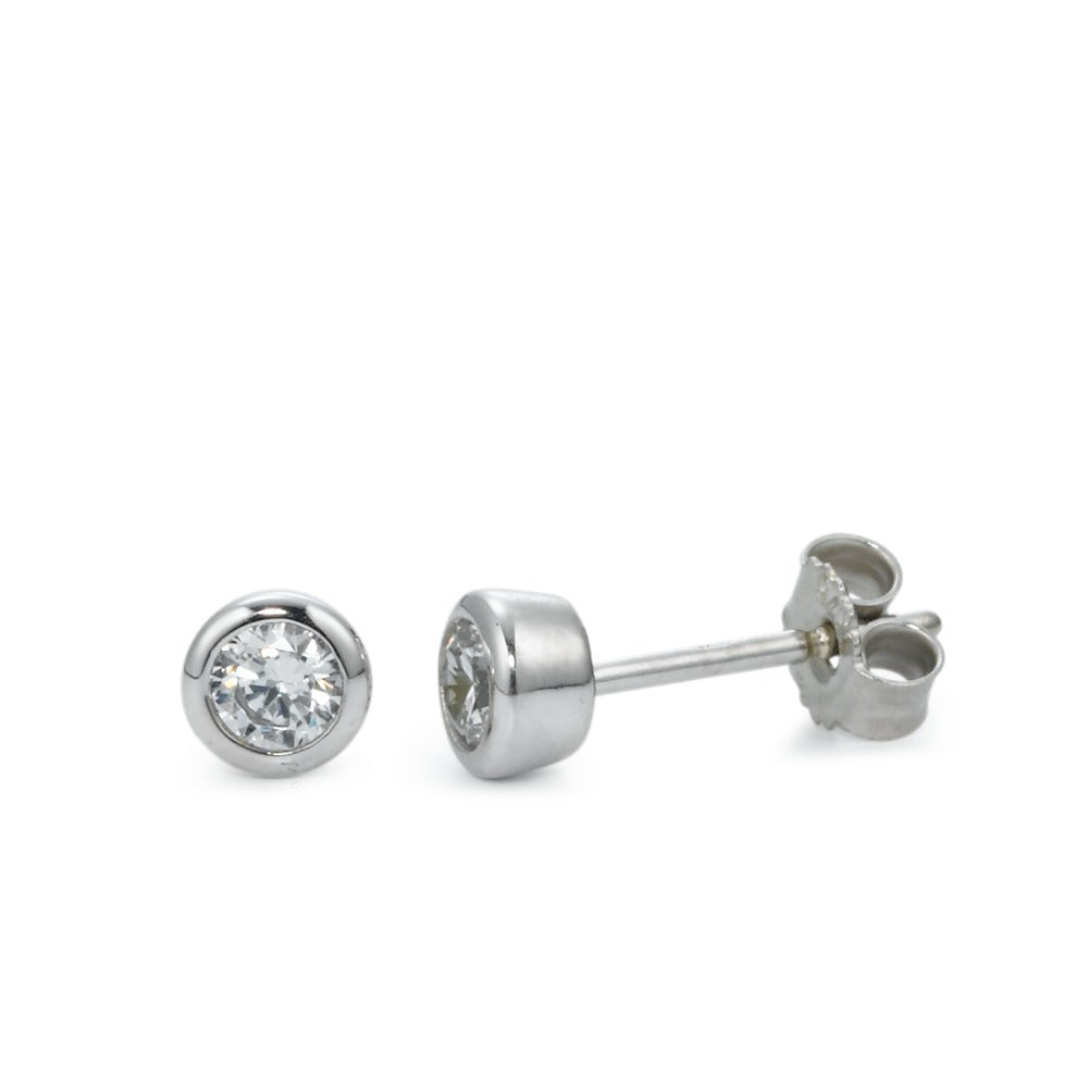 Pendientes Oro blanco de 375/9 quilates Circonita 2 piedras Ø4.5 mm