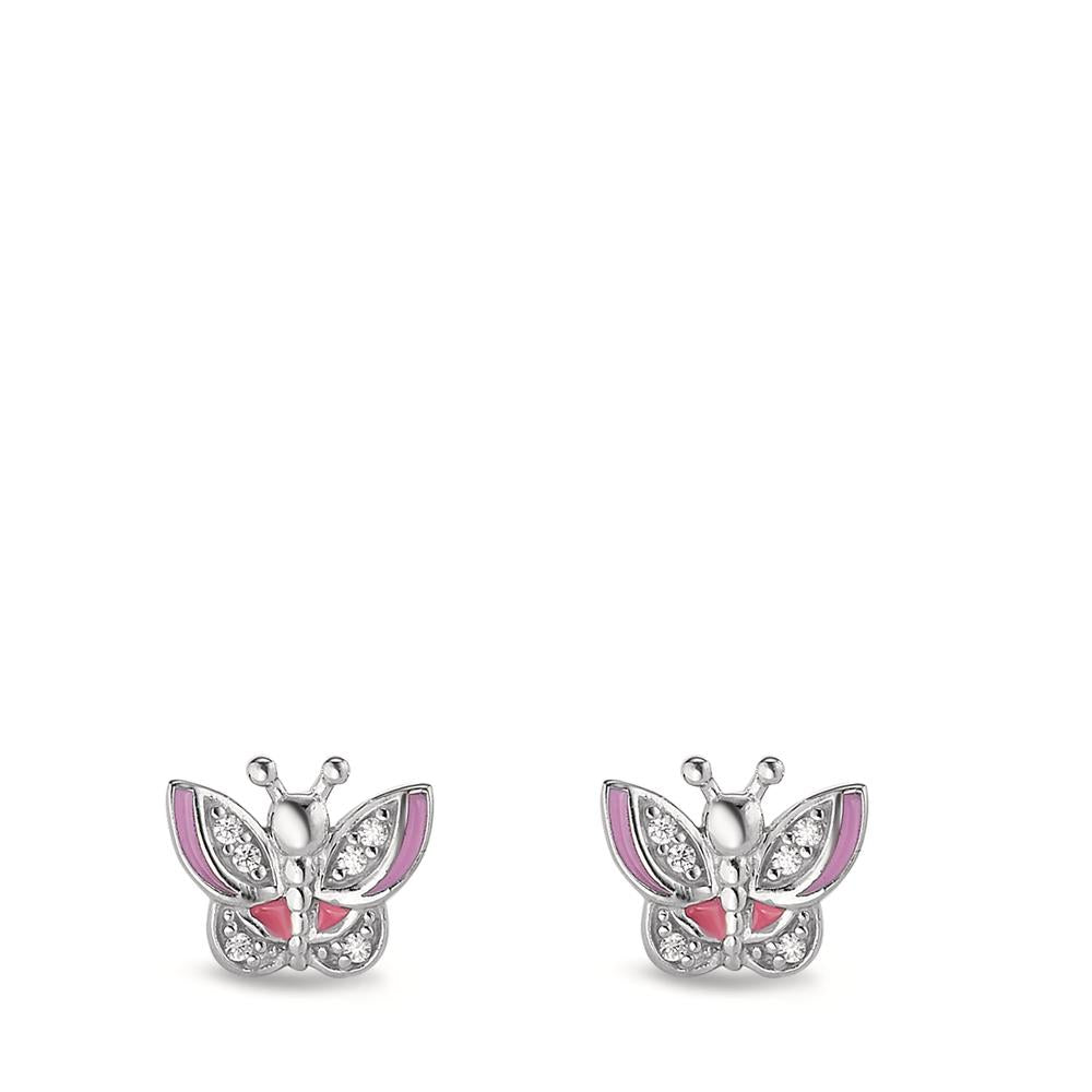 Pendientes Plata Circonita 12 piedras Pintado/lacado Mariposa Ø9 mm