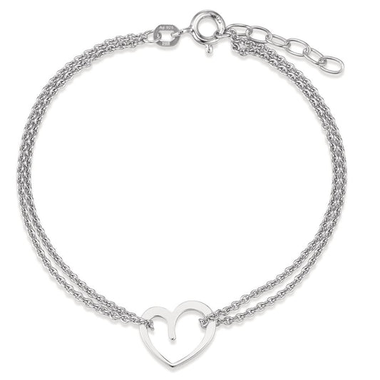 Pulsera Plata Rodio plateado Corazón 17-19 cm Ø12 mm