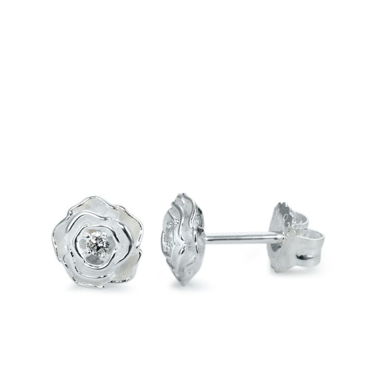 Pendientes Plata Circonita 2 piedras rosa Ø8 mm