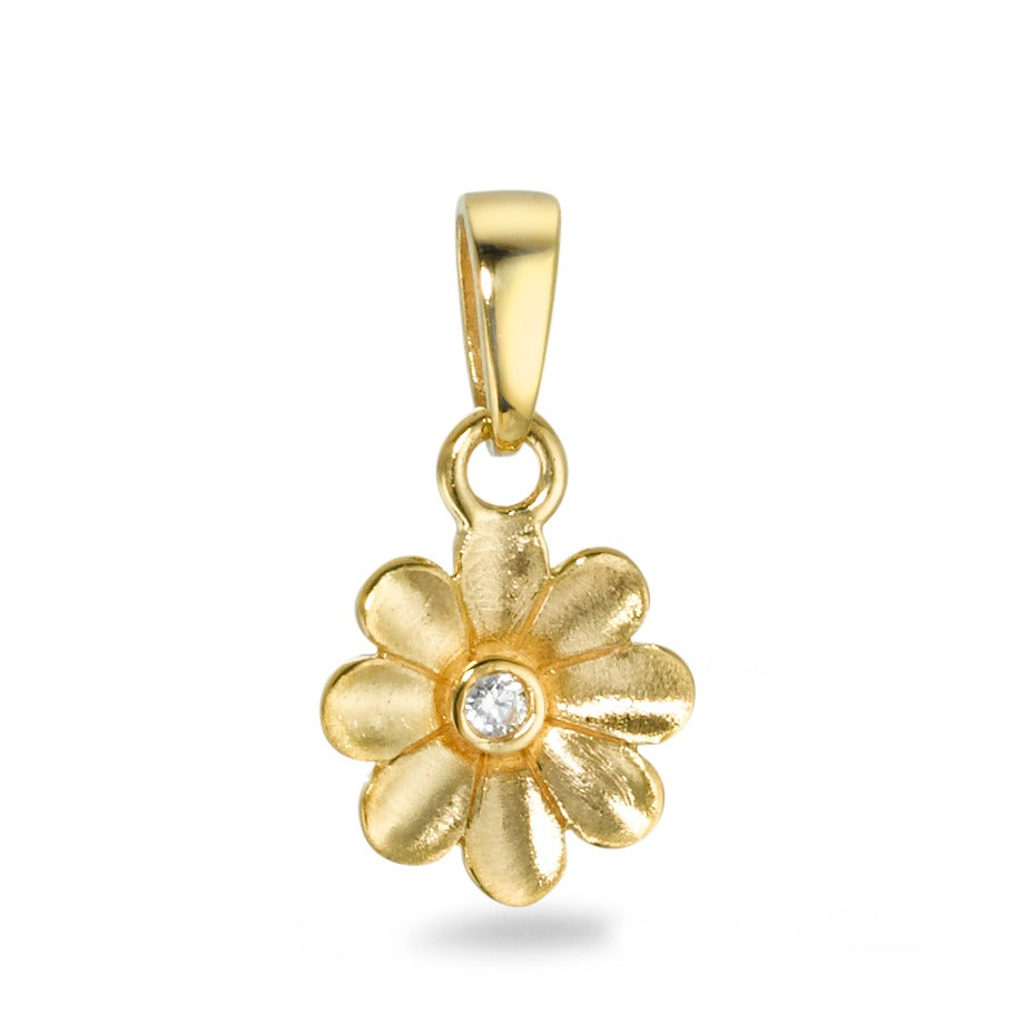 Colgante Oro amarillo de 375/9K Circonita Flor Ø8 mm