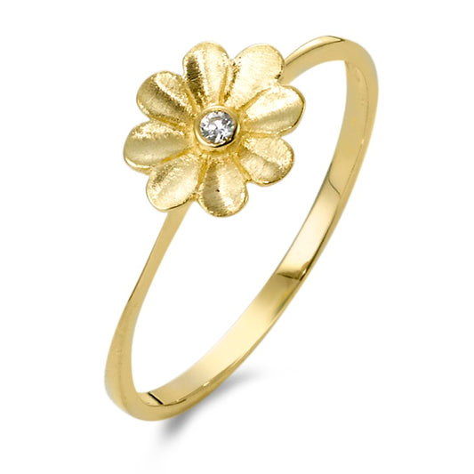 Anillo de dedo Oro amarillo de 375/9K Circonita Flor Ø8 mm