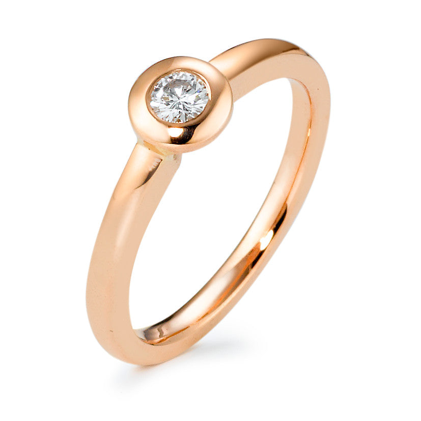 Anillo solitario oro rosa de 585/14 kt Diamante 0.15 ct, w-si