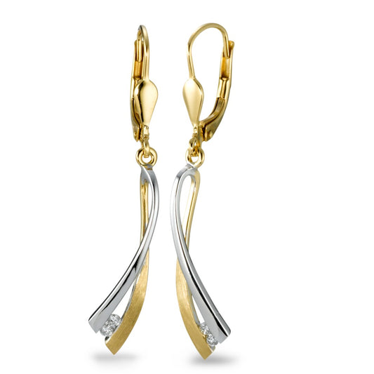 Pendientes 750/oro blanco de 18 quilates, 750/oro amarillo de 18 quilates Diamante 0.06 ct, 4 piedras, w-si