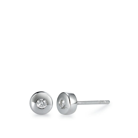 Pendientes 750/oro blanco de 18 quilates Diamante 0.06 ct, 2 piedras, w-si Ø5 mm