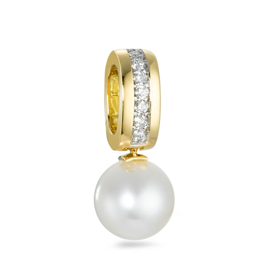 Colgante 750/oro amarillo de 18 quilates Diamante 0.12 ct, 7 piedras, w-si Perla cultivada de agua dulce