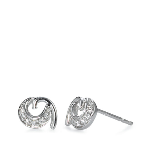 Pendientes 750/oro blanco de 18 quilates Diamante 0.07 ct, 12 piedras, w-si Ø8 mm