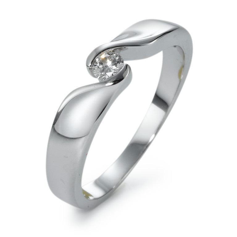 Anillo solitario 750/oro blanco de 18 quilates Diamante 0.10 ct, w-si