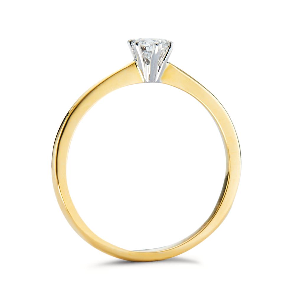 Anillo solitario 750/oro amarillo de 18 quilates, 750/oro blanco de 18 quilates Diamante 0.15 ct, w-si